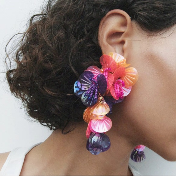 Jewelry - Colorful Floral Statement Earrings